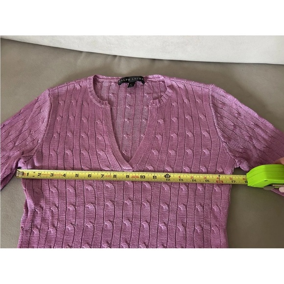 Ralph Lauren Black Label Orchid Purple 100% Silk Cable Knit Sweater Sz Small - Picture 10 of 11
